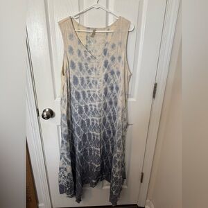 Chico’s XCVI Dress Sleeveless Linen Tie-Dye Size XL